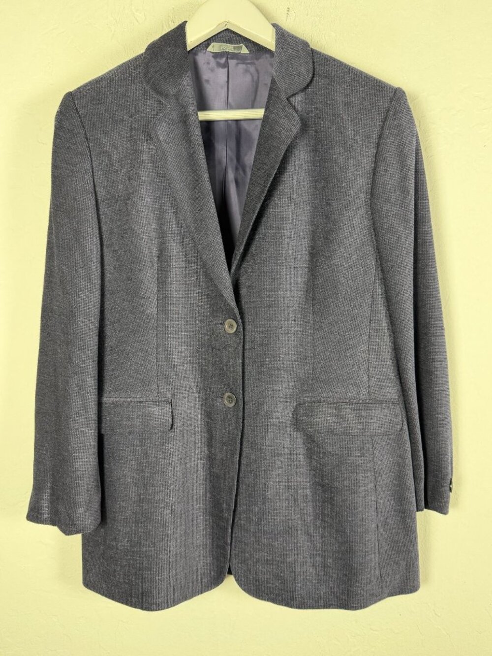 Marks & Spencer Women Indigo Blue Textured Blazer Jacket Standard Fit UK Size 12